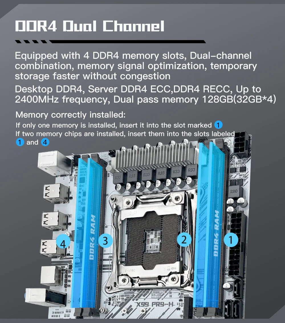 MACHINIST White X99 PR9-H Motherboard Combo Intel Xeon E5 2630 V4 LGA 2011-3 CPU DDR4 16GB RAM NVME M.2 Optional Kit Set
