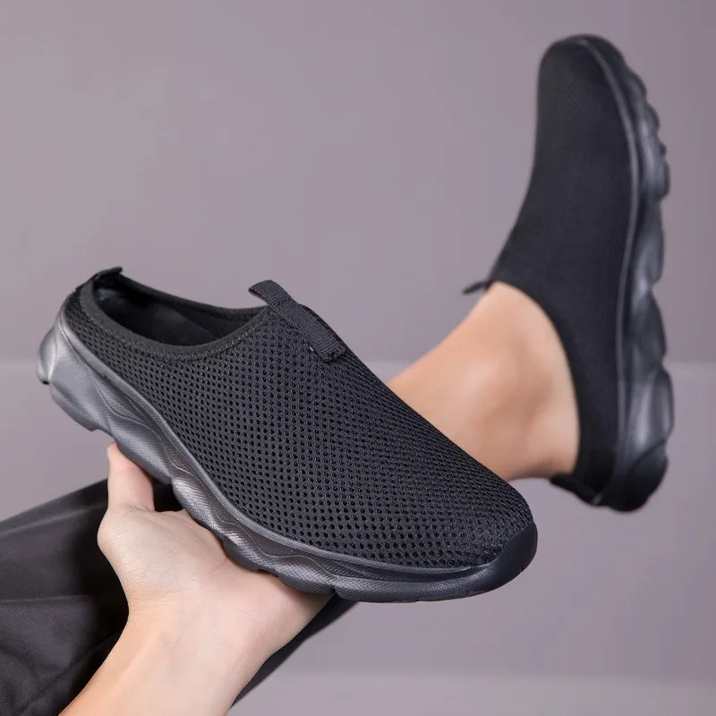 New Men Half Slipper Flats Sole Comfortable Lightweight Men's Shoes Breathable Male Home Slippers Shoes for Man Plus Size 39-47