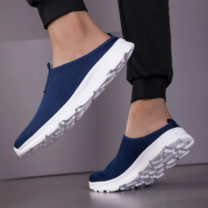 New Men Half Slipper Flats Sole Comfortable Lightweight Men's Shoes Breathable Male Home Slippers Shoes for Man Plus Size 39-47