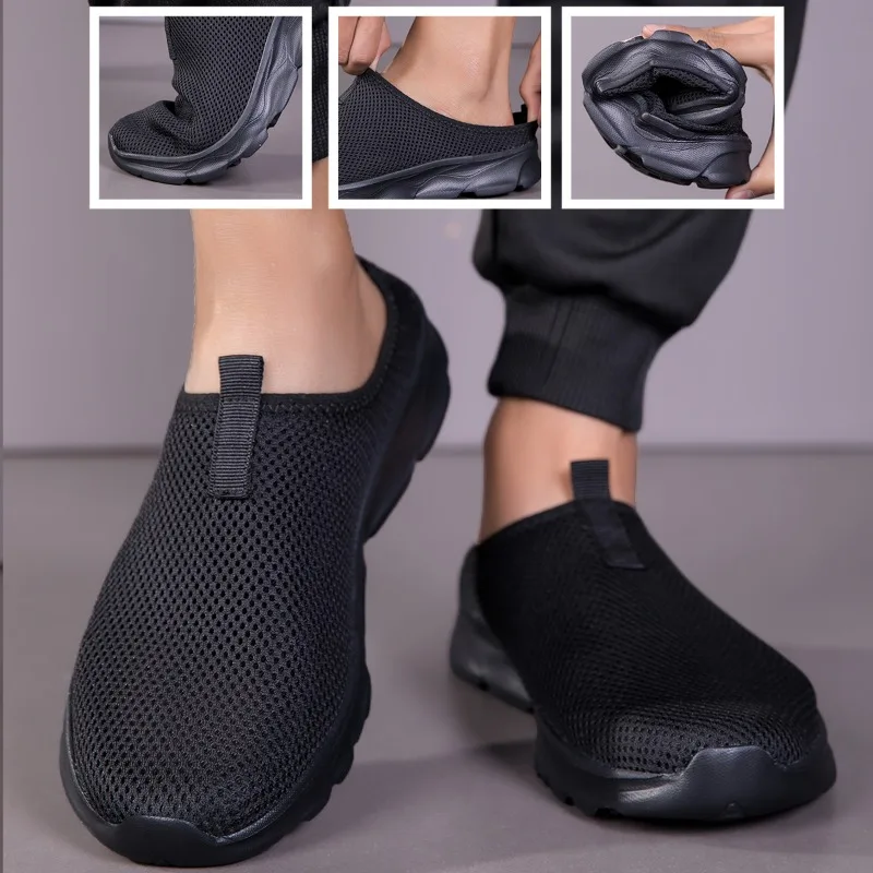 New Men Half Slipper Flats Sole Comfortable Lightweight Men's Shoes Breathable Male Home Slippers Shoes for Man Plus Size 39-47
