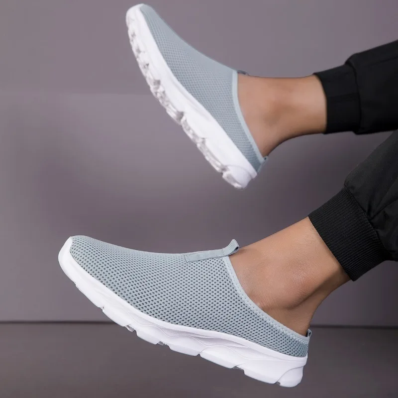 New Men Half Slipper Flats Sole Comfortable Lightweight Men's Shoes Breathable Male Home Slippers Shoes for Man Plus Size 39-47
