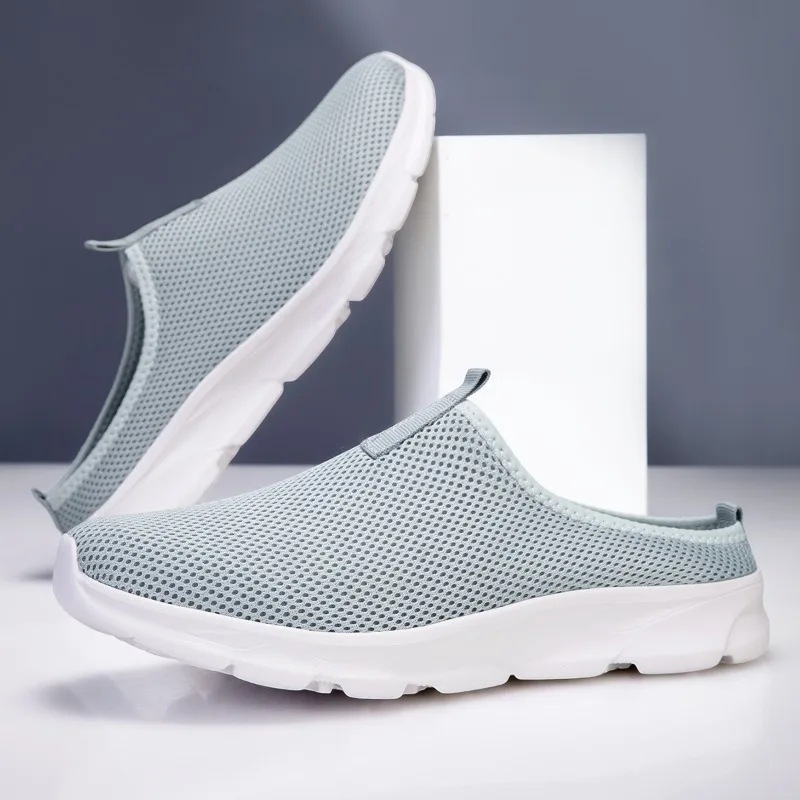 New Men Half Slipper Flats Sole Comfortable Lightweight Men's Shoes Breathable Male Home Slippers Shoes for Man Plus Size 39-47