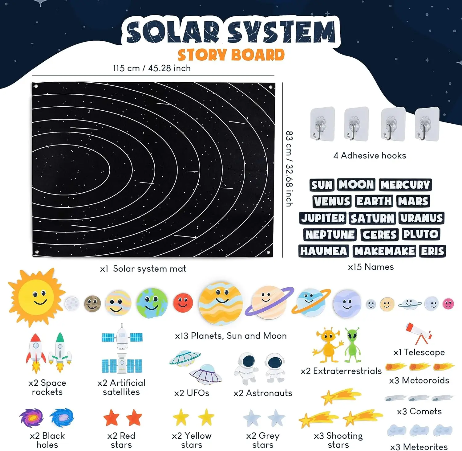 Montessori Toy Solar System Felt Story Busy Board Set for Toddlers Farm Early Learning Storytelling Interactive Play Travel Gift