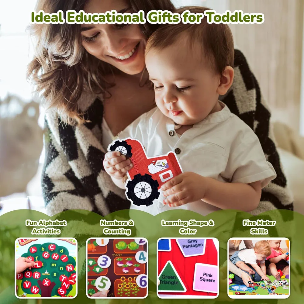 Montessori Toy Solar System Felt Story Busy Board Set for Toddlers Farm Early Learning Storytelling Interactive Play Travel Gift