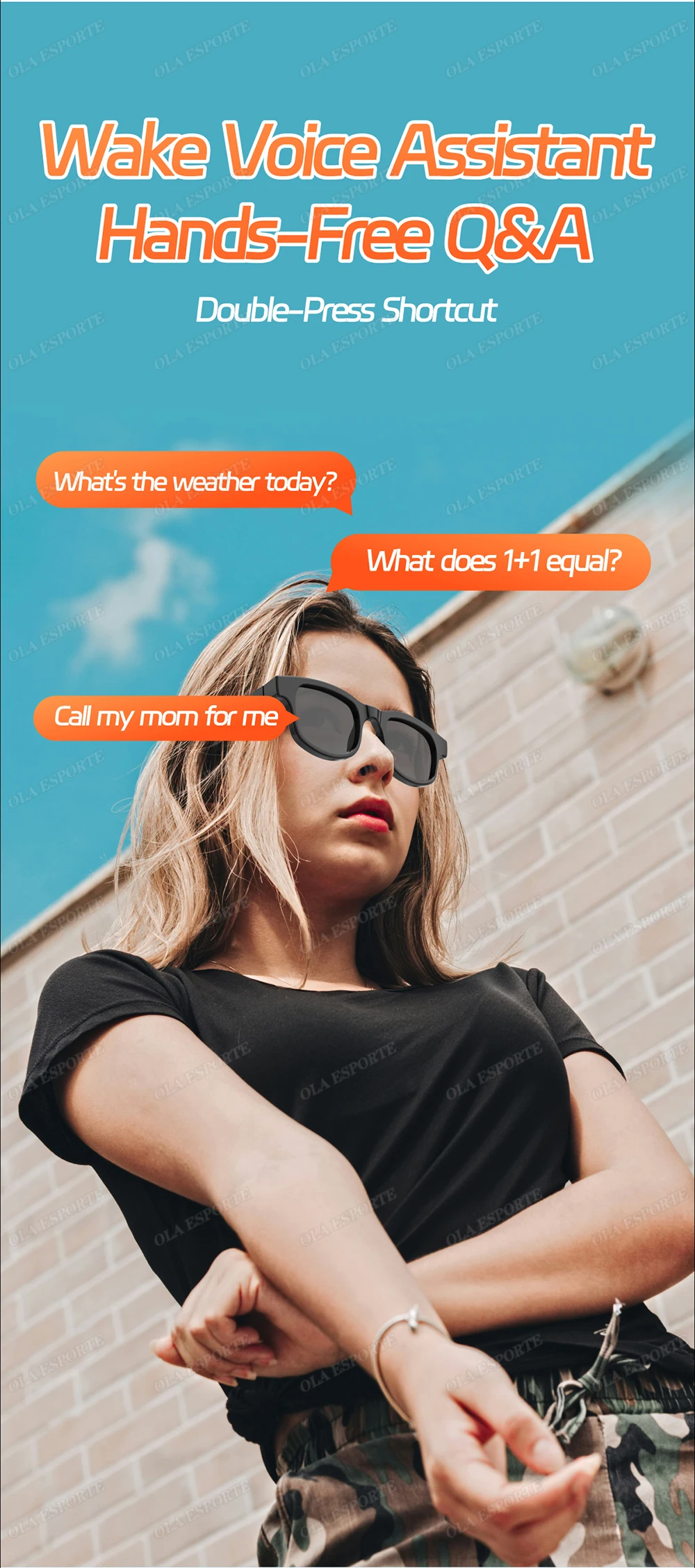 AI Smart Glasses Men Women Multifunction Touch Music Playback Remote Camera Control Voice Assistant BT Glasses Sunglasses HT30
