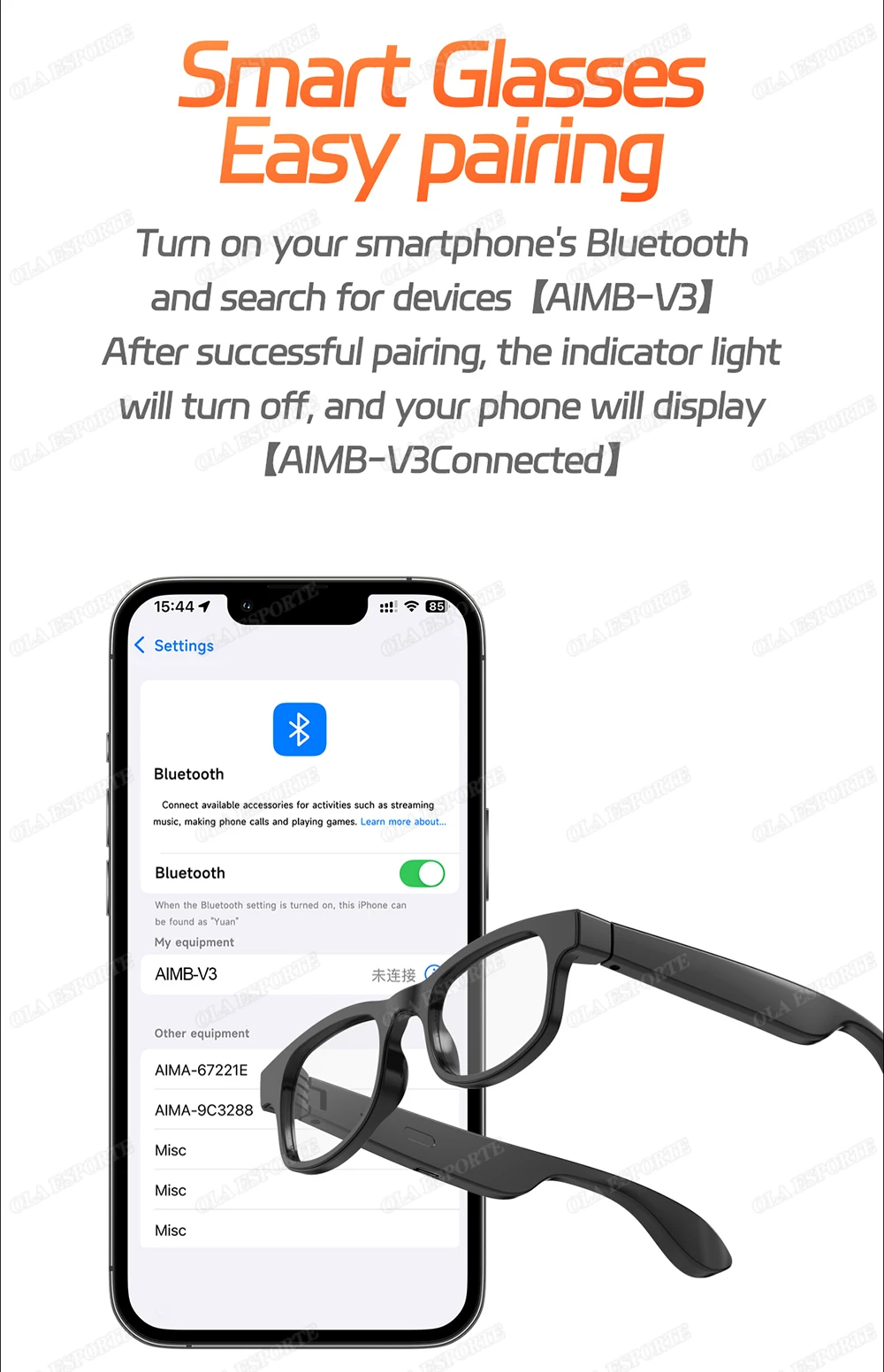 AI Smart Glasses Men Women Multifunction Touch Music Playback Remote Camera Control Voice Assistant BT Glasses Sunglasses HT30