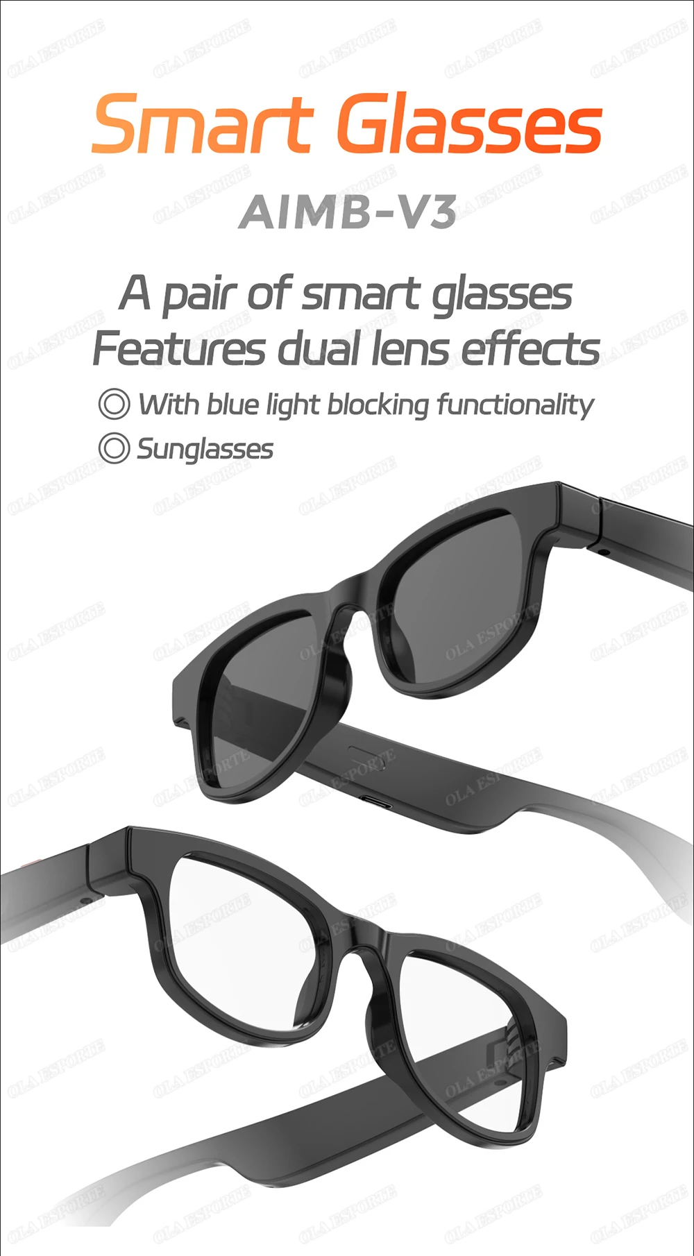 AI Smart Glasses Men Women Multifunction Touch Music Playback Remote Camera Control Voice Assistant BT Glasses Sunglasses HT30