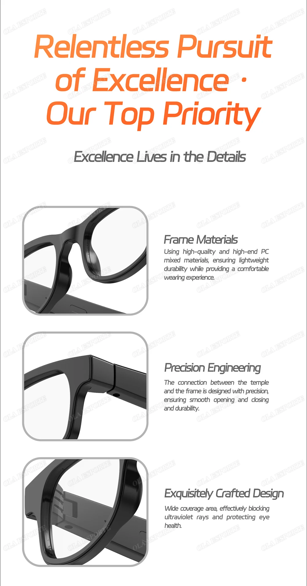 AI Smart Glasses Men Women Multifunction Touch Music Playback Remote Camera Control Voice Assistant BT Glasses Sunglasses HT30