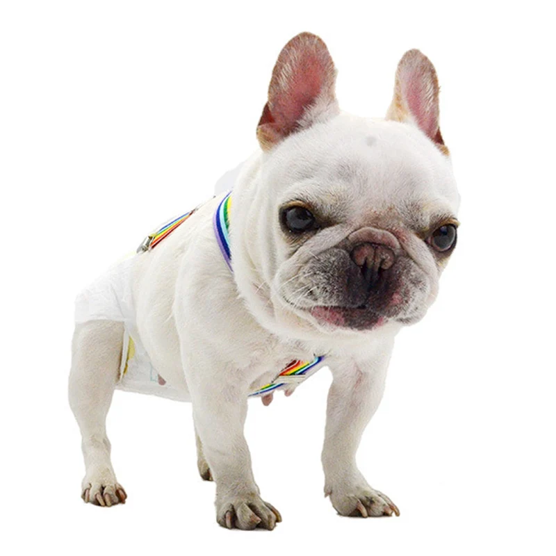 Rainbow Stripe Dog Diaper Suspenders for Pet Clothes Diapers Pants Skirt Belly Bands Small Medium Large Dogs Pet Accessories