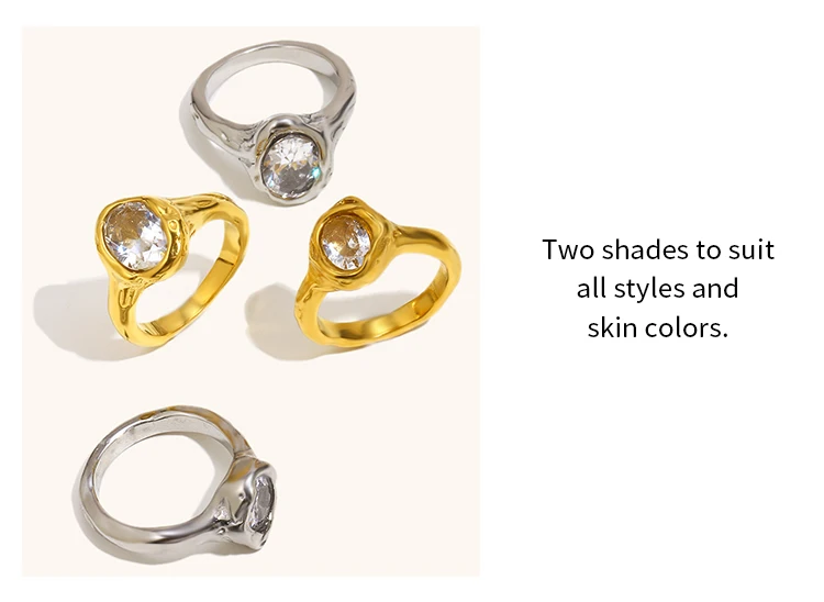 La. Muses Luxury Shiny Round Zircon Irregular Stainless Steel Women's Ring PVD Gold Plated Fashion Jewelry Accessories