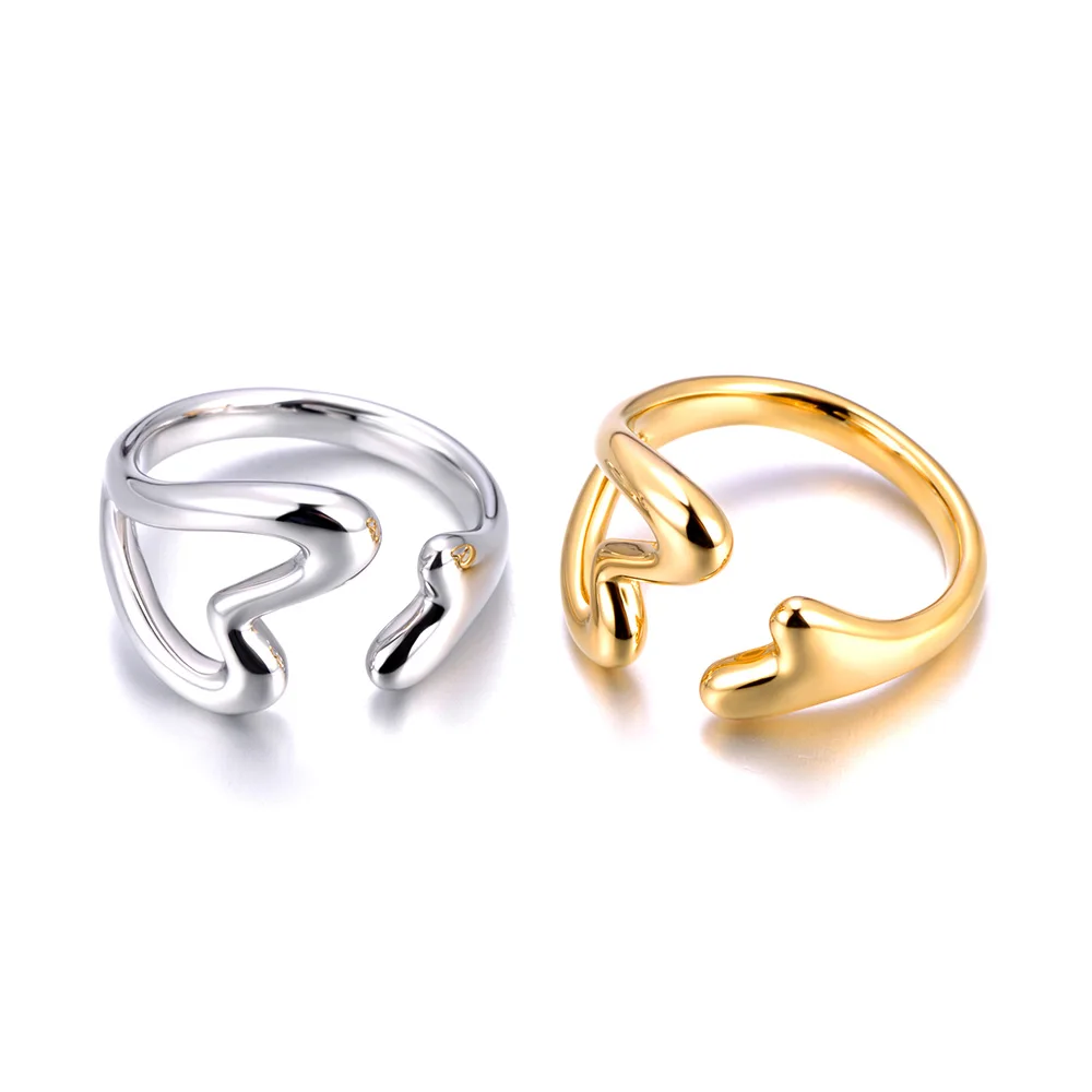 Lokaer 316L Stainless Steel Rhinestone Horseshoe U-shaped Open Ring Waterproof 18K Gold Color Plated Women's Jewelry Gift R26032