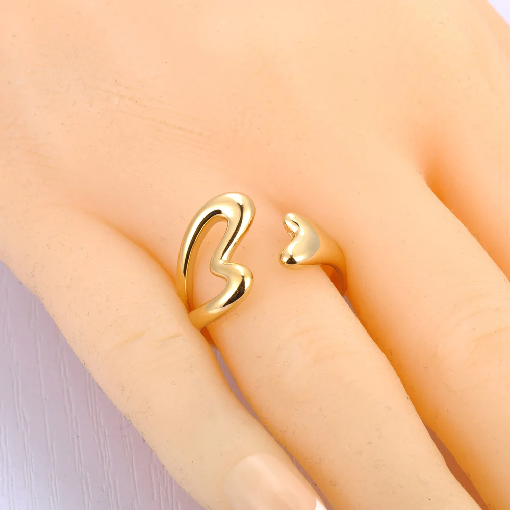 Lokaer 316L Stainless Steel Rhinestone Horseshoe U-shaped Open Ring Waterproof 18K Gold Color Plated Women's Jewelry Gift R26032