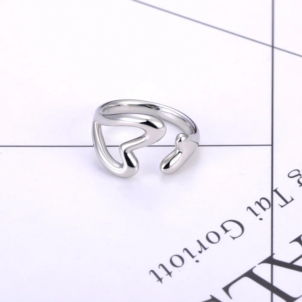 Lokaer 316L Stainless Steel Rhinestone Horseshoe U-shaped Open Ring Waterproof 18K Gold Color Plated Women's Jewelry Gift R26032