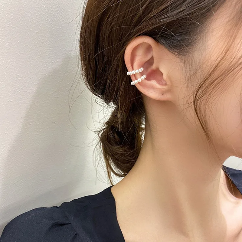 Pearl Ear Cuff Clip Earrings Non-Piercing Bone C-shaped Ear Ring Without Puncture Minimalist Earrings for Women Fashion Jewelry