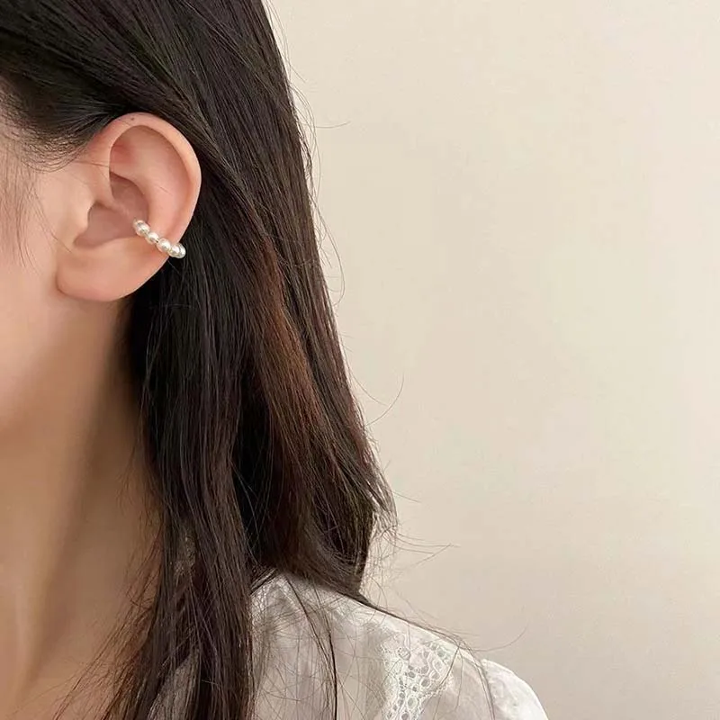 Pearl Ear Cuff Clip Earrings Non-Piercing Bone C-shaped Ear Ring Without Puncture Minimalist Earrings for Women Fashion Jewelry
