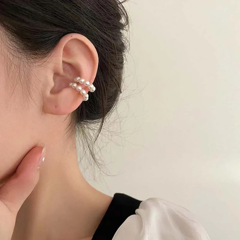 Pearl Ear Cuff Clip Earrings Non-Piercing Bone C-shaped Ear Ring Without Puncture Minimalist Earrings for Women Fashion Jewelry