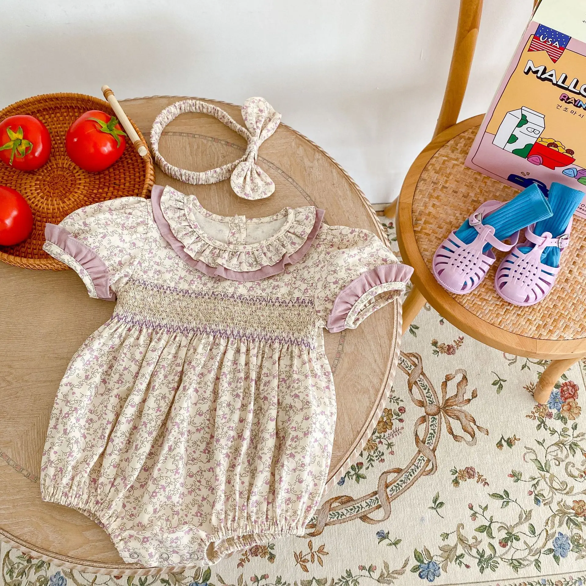 New Summer Baby Girl Clothes Short Sleeve Lace Flower Girls Dress Cotton Baby Romper Princess Dress Famil Matching Sister Outfit