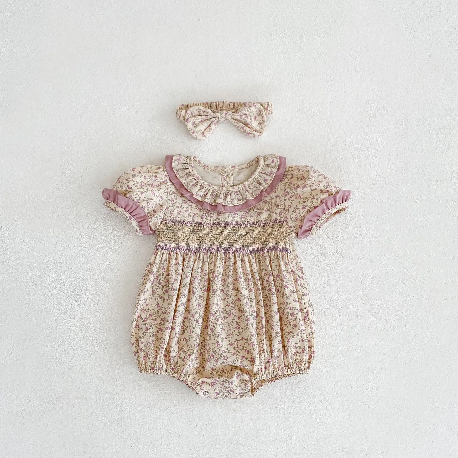 New Summer Baby Girl Clothes Short Sleeve Lace Flower Girls Dress Cotton Baby Romper Princess Dress Famil Matching Sister Outfit