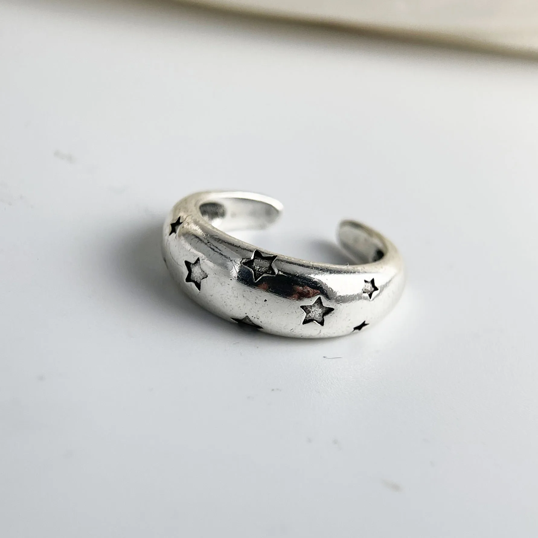 925 Sterling Silver Rings for Women Couple Minimalist Handmade Simple Retro Big Star Ring Fine Jewelry Gift Prevent Allergy