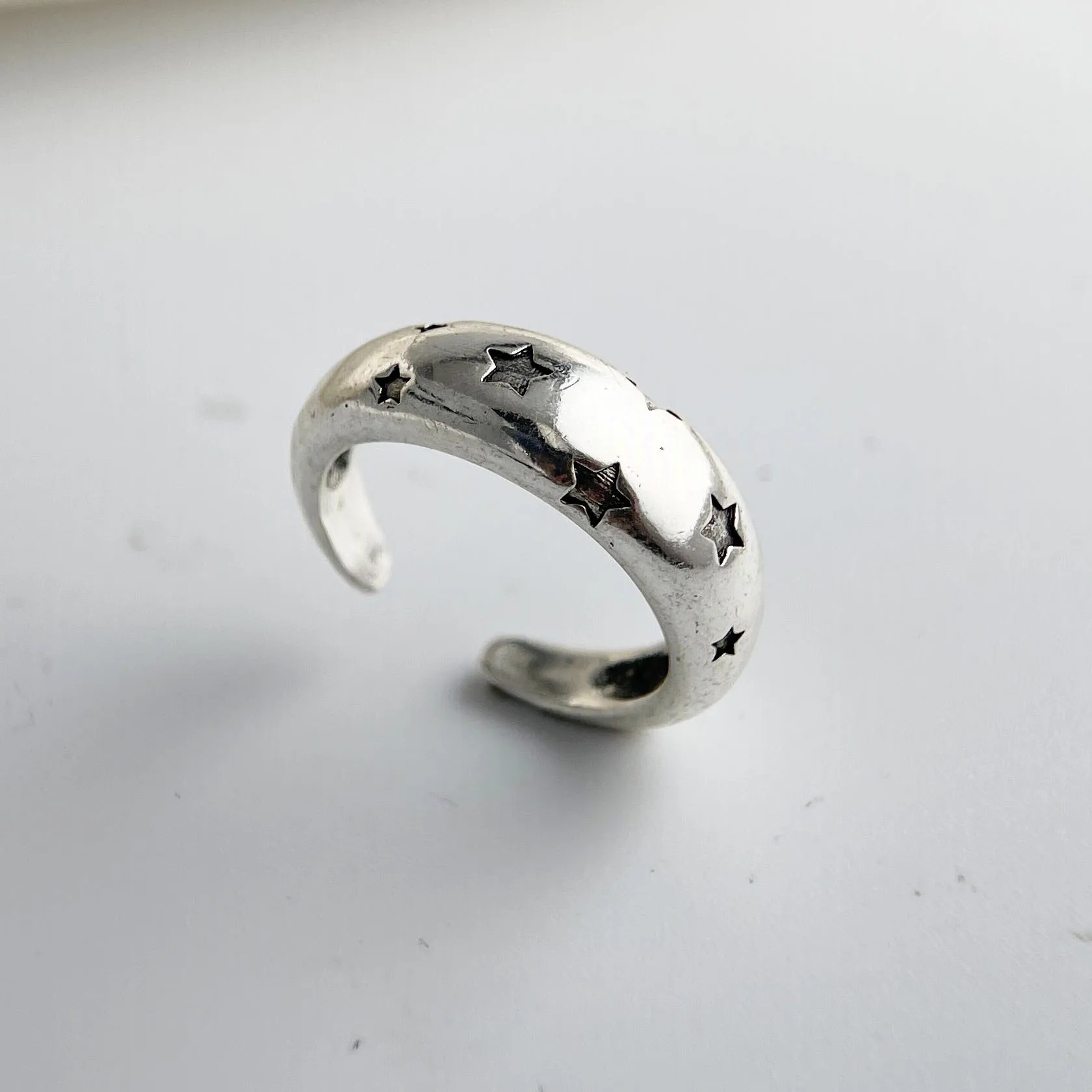 925 Sterling Silver Rings for Women Couple Minimalist Handmade Simple Retro Big Star Ring Fine Jewelry Gift Prevent Allergy