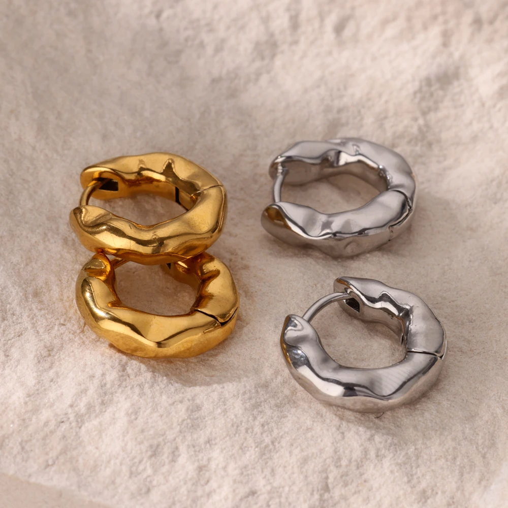 Zircon U Shape Hoop Earrings For Women Vintage Gold Color Stainless Steel Square Earring Wedding Jewelry Free Shipping Iteam