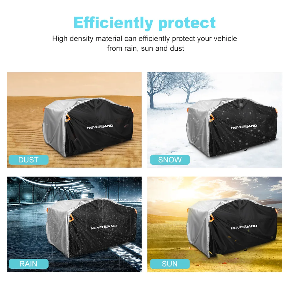 Quad Bike ATV Cover Universal 190T Waterproof Motorcycle Vehicle Scooter Kart Motorbike Resistant Dust UV Protector Black Silver