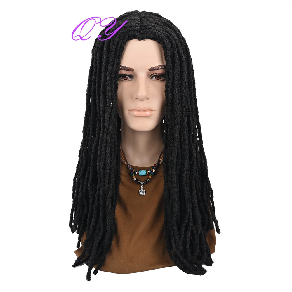 Men's Long Dreadlocks Wig African Traditional Black Wig Synthetic Fiber Wig Suitable for Daily Wear Suitable for Daily Wear