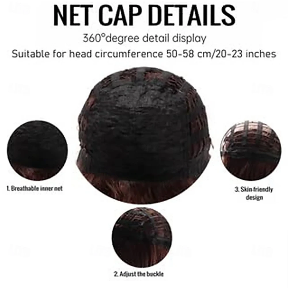 Synthetic Hair Men's 80s Rock Mullet Wig Brown Retro Hairstyle for Cosplay Party Vintage Fashion