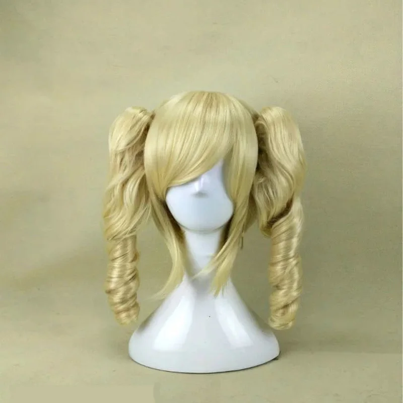 HAIRJOY Synthetic Hair Medium Length Orange Cosplay Wig Heat Resistant Fiber Costume Party Synthetic Wigs 2 Ponytail
