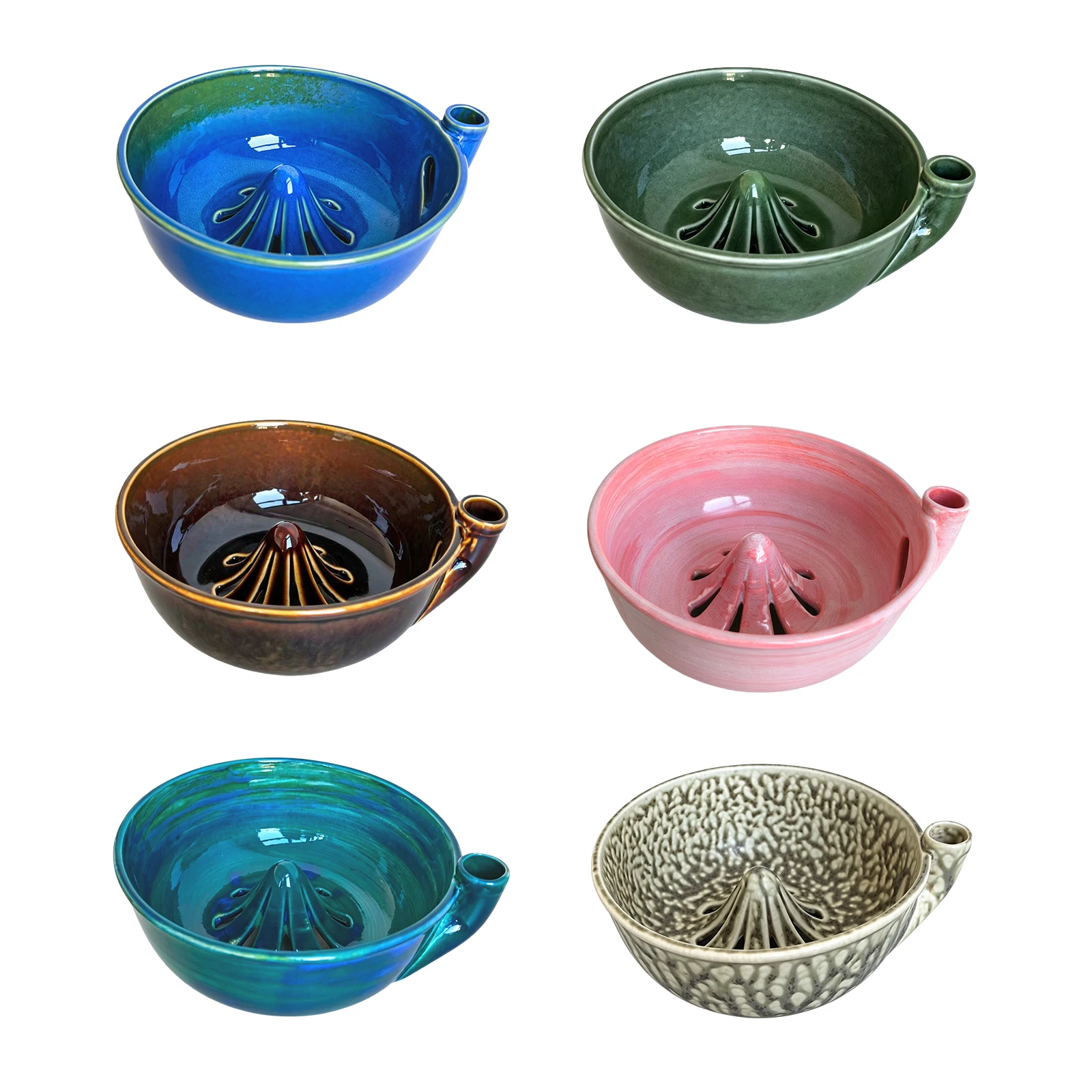 Ceramic Berry Rinse Bowl with Drainage Fruit Washer Spinner 360 Degree Rotating for Home Kitchen Cleaning Berries Vegetables