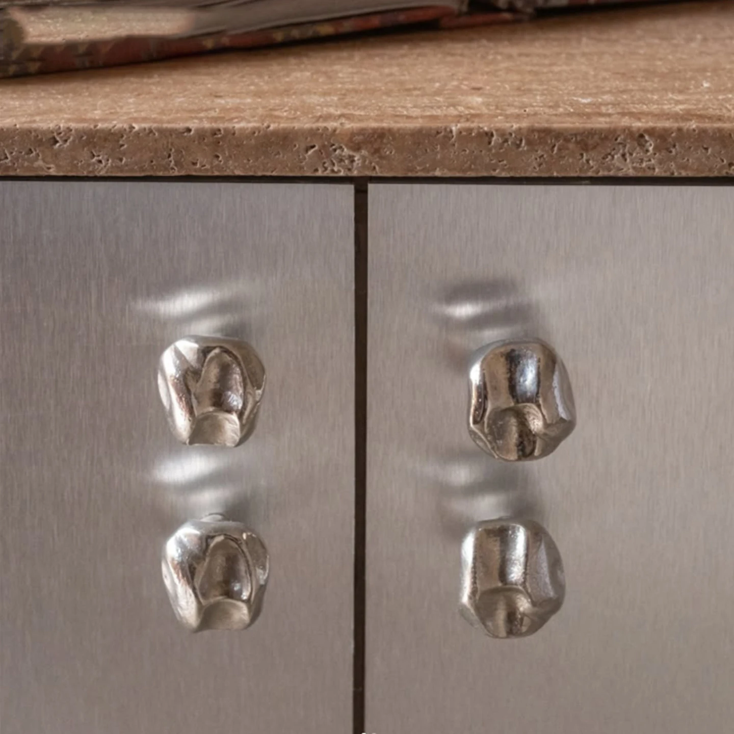 Santaya PVD Nickel Silver Brass Handles Kitchen Cabinet Pulls Bedroom Wardrobe Drawer Knobs Furniture Handle