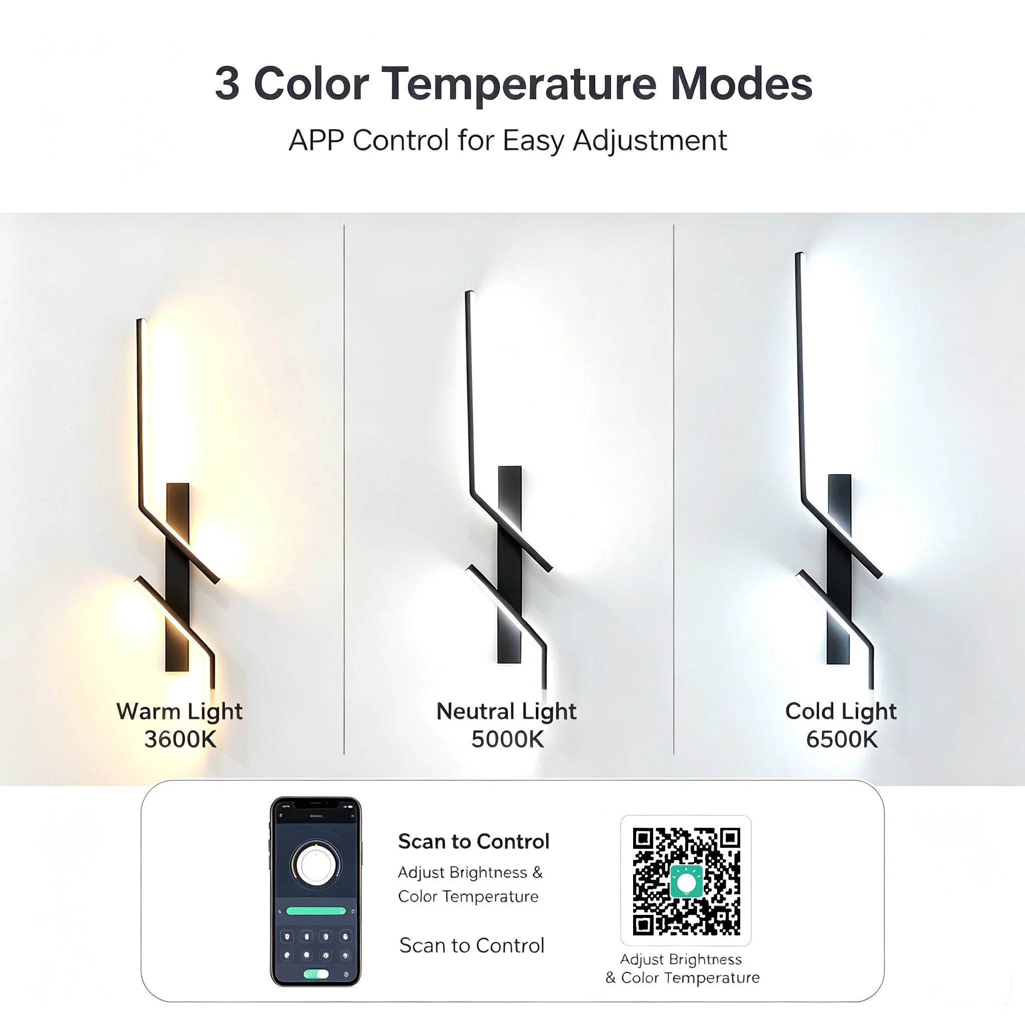 Modern LED Wall Lamp 3000K 4000K 6000K, Minimalist Wall Sconce for Bedroom Bedside Living Room TV Sofa Background Indoor