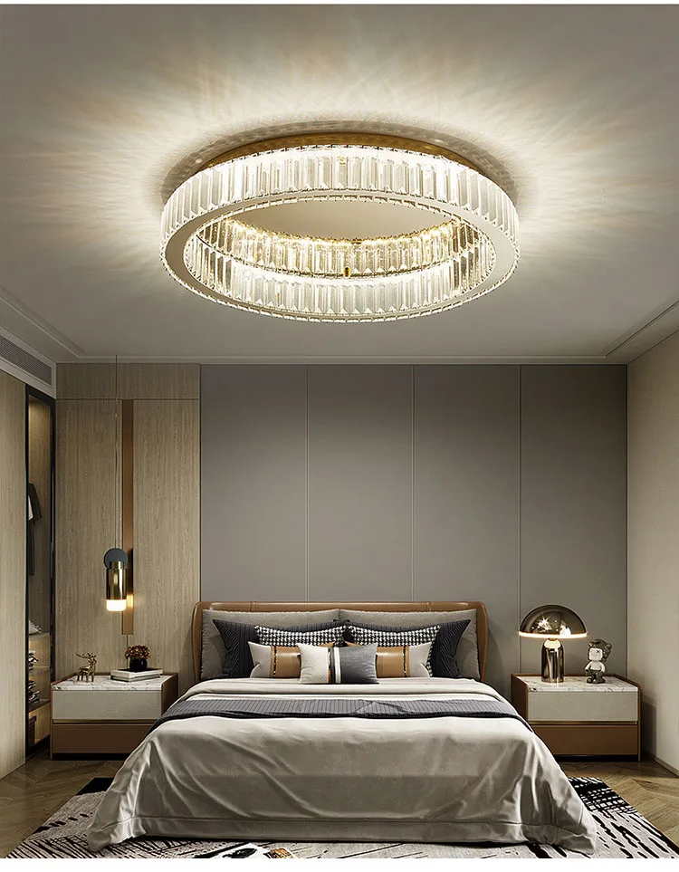 Modern Gold Crystal Ceiling Chandelier for Living Room Bedroom Luxury Round Ceiling light Led Indoor Lighting Decor
