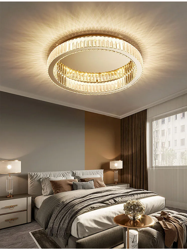 Modern Gold Crystal Ceiling Chandelier for Living Room Bedroom Luxury Round Ceiling light Led Indoor Lighting Decor