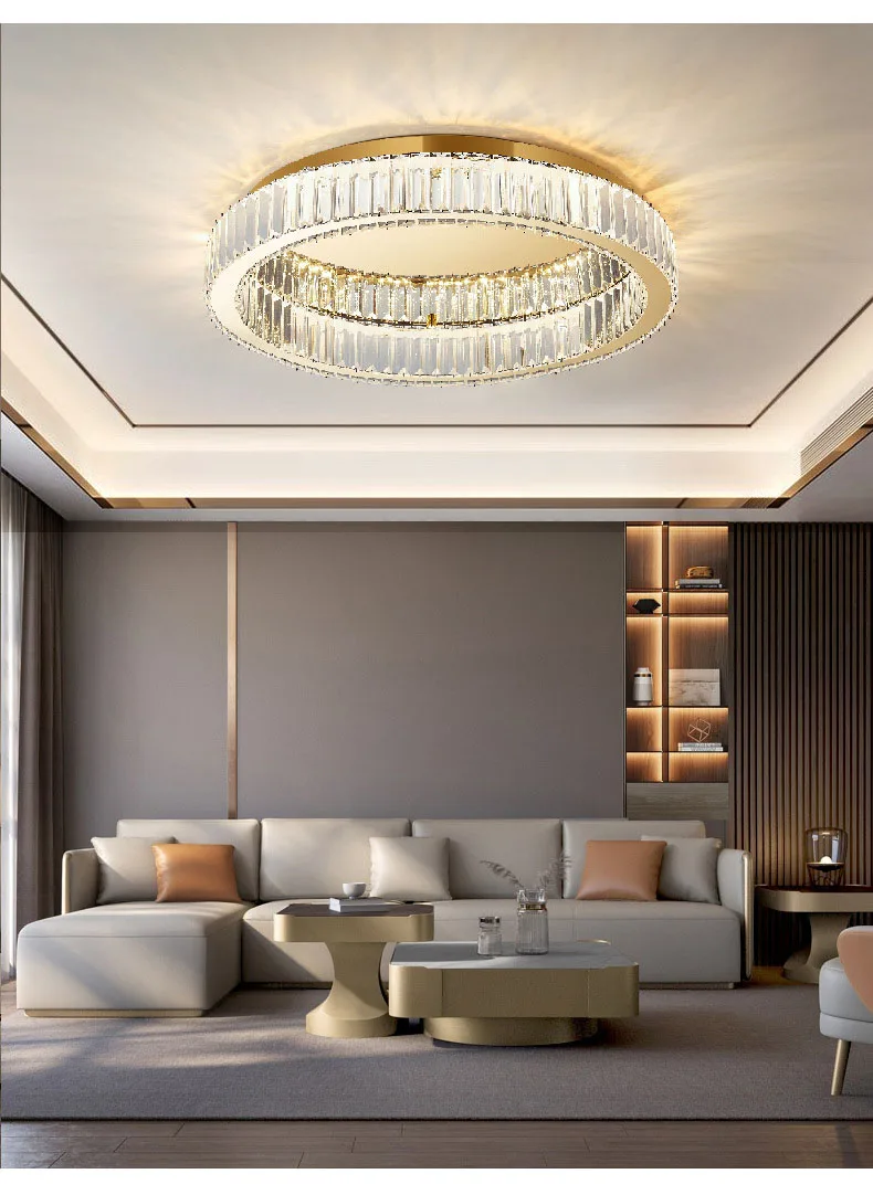 Modern Gold Crystal Ceiling Chandelier for Living Room Bedroom Luxury Round Ceiling light Led Indoor Lighting Decor
