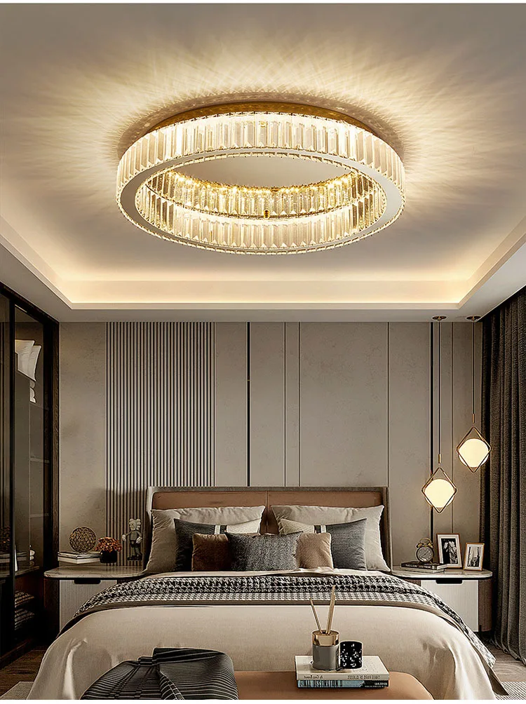 Modern Gold Crystal Ceiling Chandelier for Living Room Bedroom Luxury Round Ceiling light Led Indoor Lighting Decor