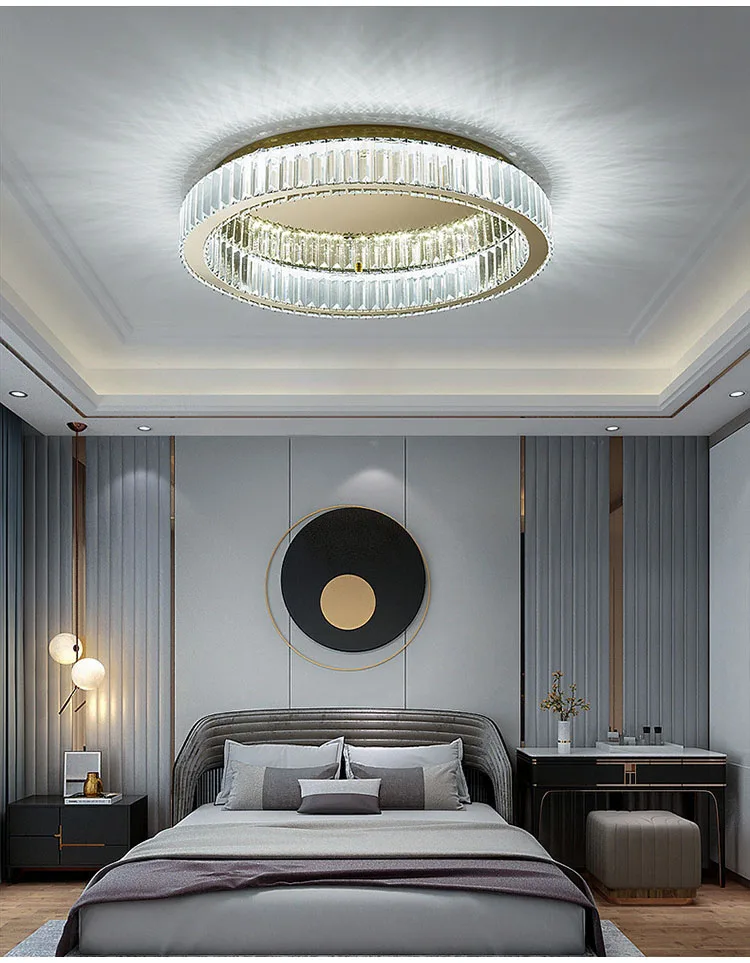 Modern Gold Crystal Ceiling Chandelier for Living Room Bedroom Luxury Round Ceiling light Led Indoor Lighting Decor