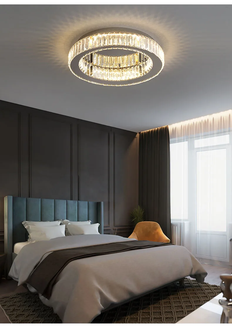 Modern Gold Crystal Ceiling Chandelier for Living Room Bedroom Luxury Round Ceiling light Led Indoor Lighting Decor