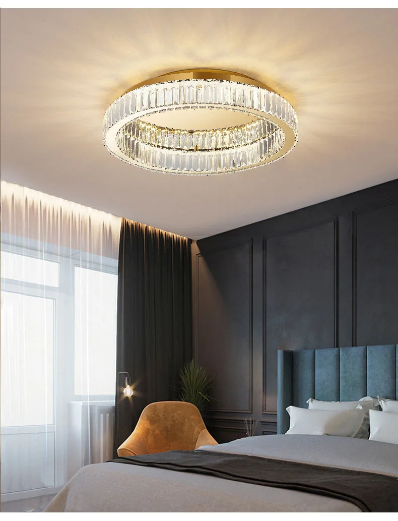 Modern Gold Crystal Ceiling Chandelier for Living Room Bedroom Luxury Round Ceiling light Led Indoor Lighting Decor
