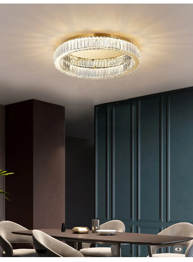 Modern Gold Crystal Ceiling Chandelier for Living Room Bedroom Luxury Round Ceiling light Led Indoor Lighting Decor