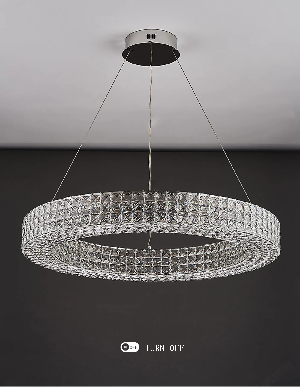 Round Crystal Chandelier Home Decoration Hanging Lamp Living Dinning Room Modern Crystal Pendant Light Kitchen Dimmable LED Lamp
