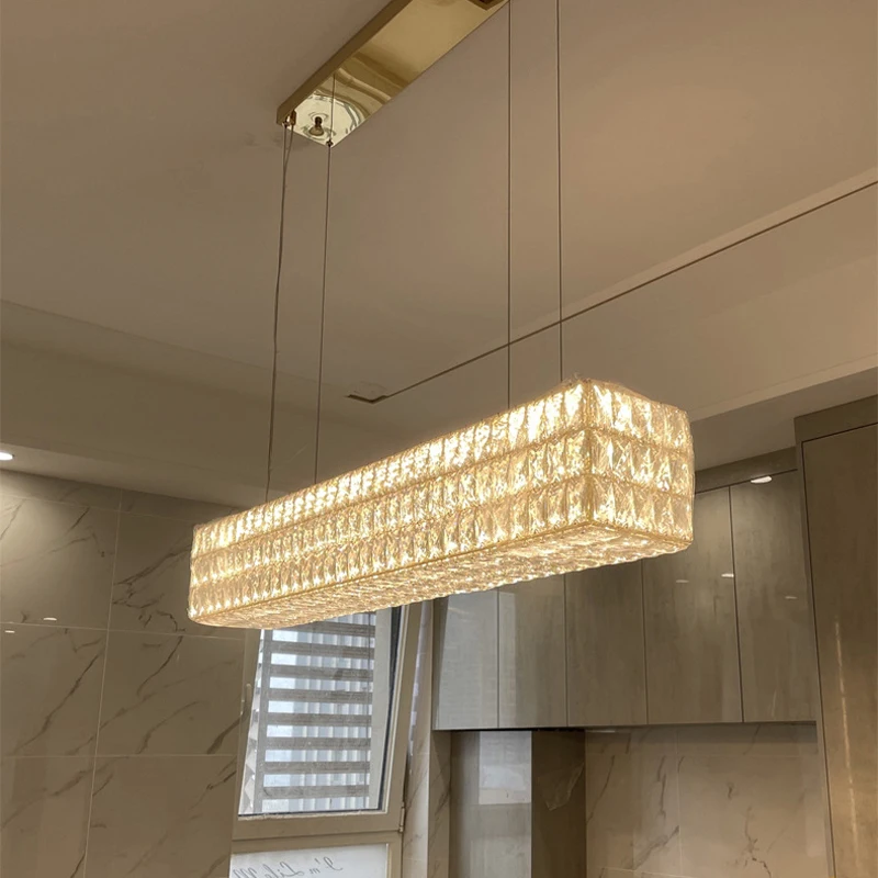 Round Crystal Chandelier Home Decoration Hanging Lamp Living Dinning Room Modern Crystal Pendant Light Kitchen Dimmable LED Lamp