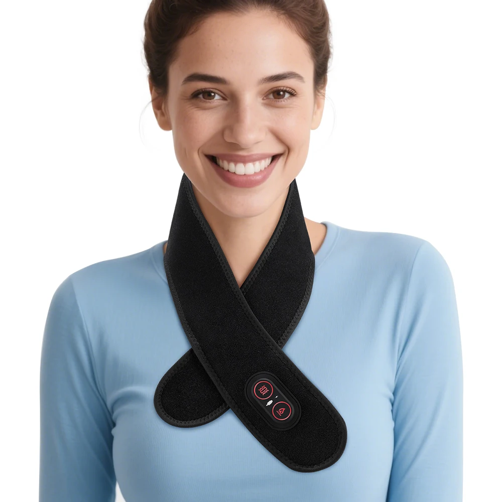 Electric Heating Neck Belt 36pcs LED Beads 660&850nm Infrared Neck Cervical Protection Neck Vibration Massage Heated Pad