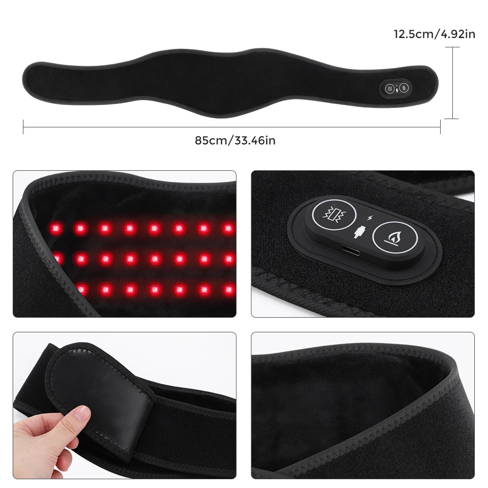 Electric Heating Neck Belt 36pcs LED Beads 660&850nm Infrared Neck Cervical Protection Neck Vibration Massage Heated Pad