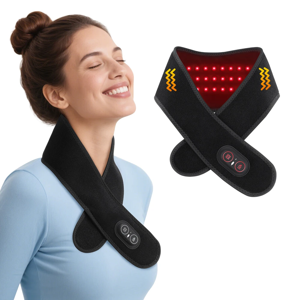 Electric Heating Neck Belt 36pcs LED Beads 660&850nm Infrared Neck Cervical Protection Neck Vibration Massage Heated Pad