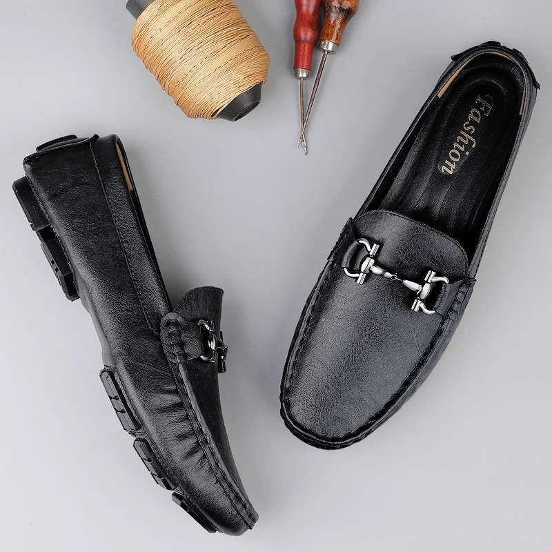 British Style Men's Genuine Leather Shoes Soft Soles Comfortable Walking Shoes High-quality Brown Men's Business Casual Shoes