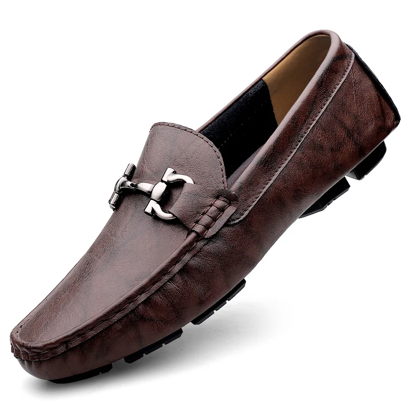 British Style Men's Genuine Leather Shoes Soft Soles Comfortable Walking Shoes High-quality Brown Men's Business Casual Shoes