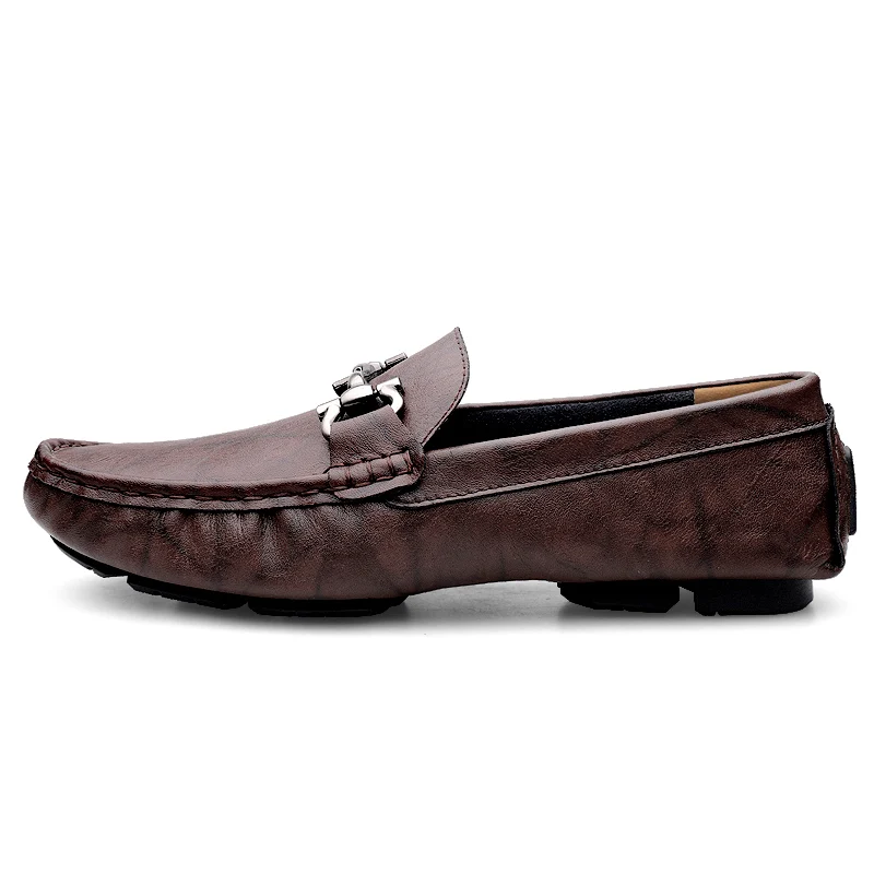 British Style Men's Genuine Leather Shoes Soft Soles Comfortable Walking Shoes High-quality Brown Men's Business Casual Shoes