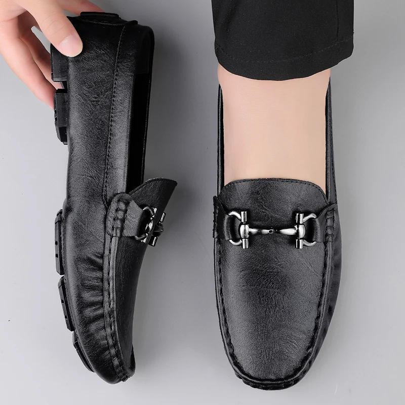 British Style Men's Genuine Leather Shoes Soft Soles Comfortable Walking Shoes High-quality Brown Men's Business Casual Shoes