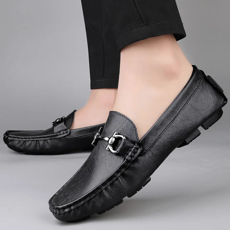 British Style Men's Genuine Leather Shoes Soft Soles Comfortable Walking Shoes High-quality Brown Men's Business Casual Shoes